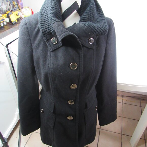 Jessica Simpson Penny Lane Black Button Pockets Jacket Coat Women M Y2K Preppy - Picture 1 of 11